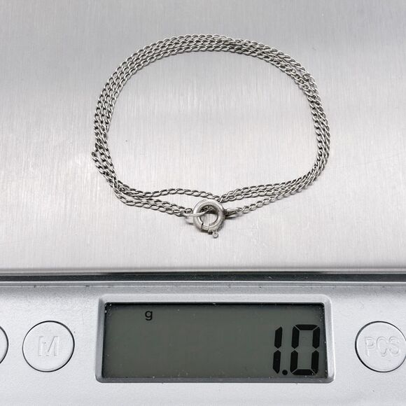 Vintage Sterling Silver 925 1.1mm Curb Link Chain Necklace 15.5" - Picture 3 of 3